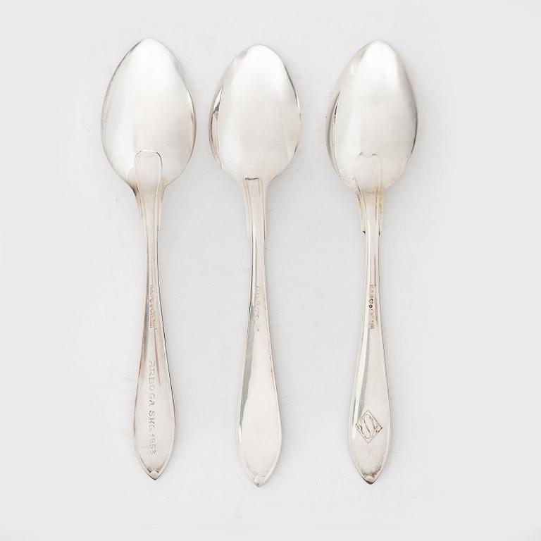Nineteen spoons, 'Skytte' model, MGAB, GAB and C.G. Hallberg, 1950's/60's.