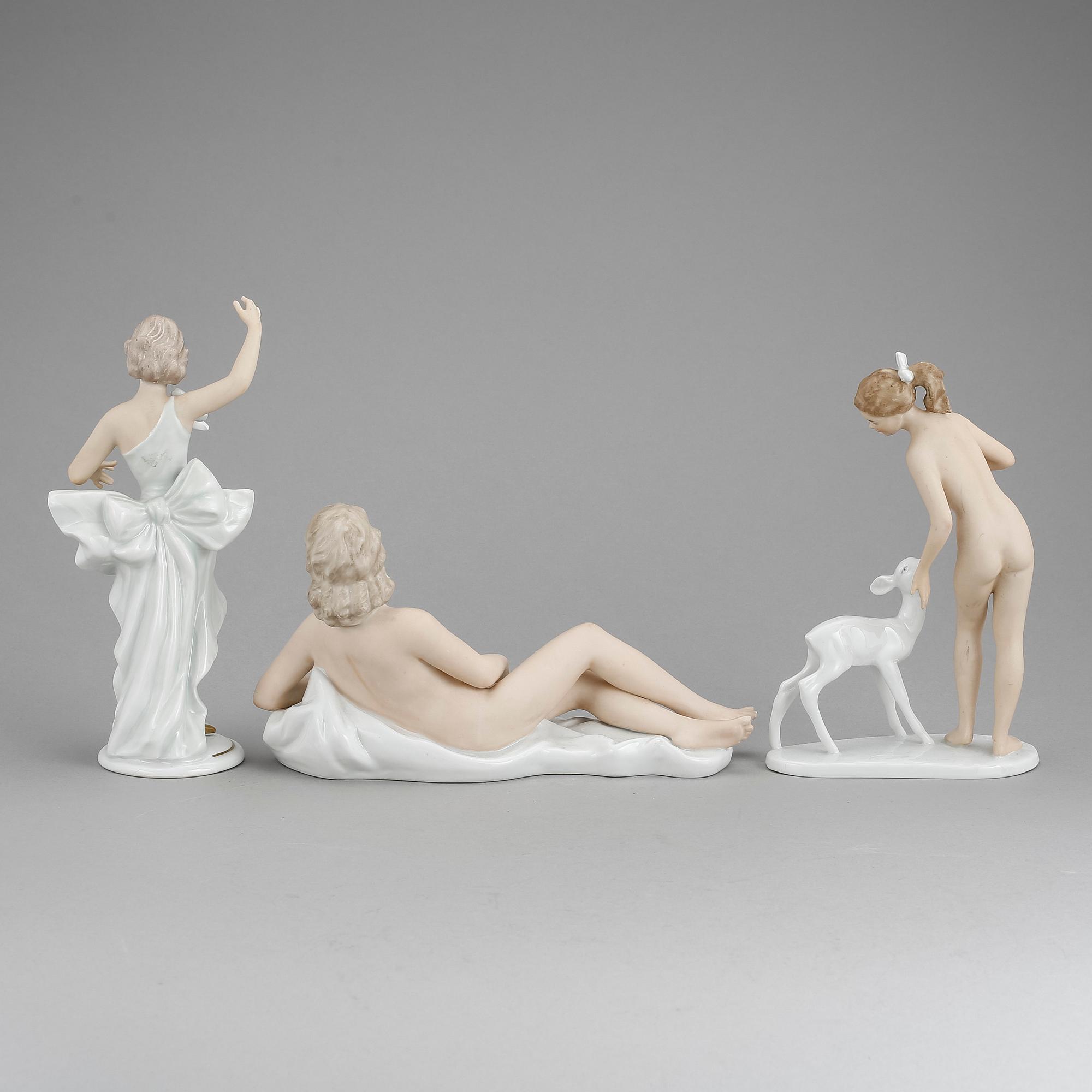 FIGURINER, 3 st, porslin, Wallendorf, 1900-tal.