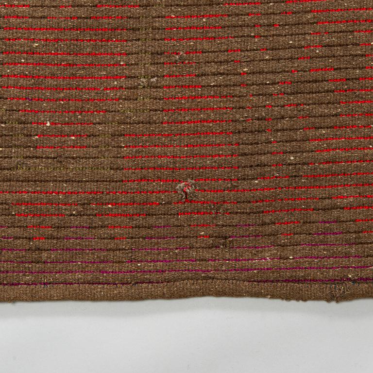 A Finnish folk art long pile ryijy-rug. Dated 1874. Circa 194 x 140 cm.