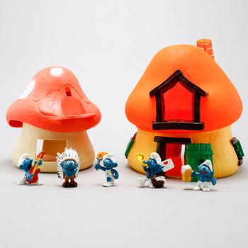 A mainly 1980s Smurf collection of 93 pcs, Schleich and Bully