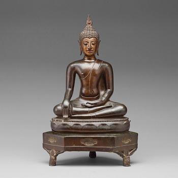 A bronze figure of Buddha, Thailand, 17th Century or older.