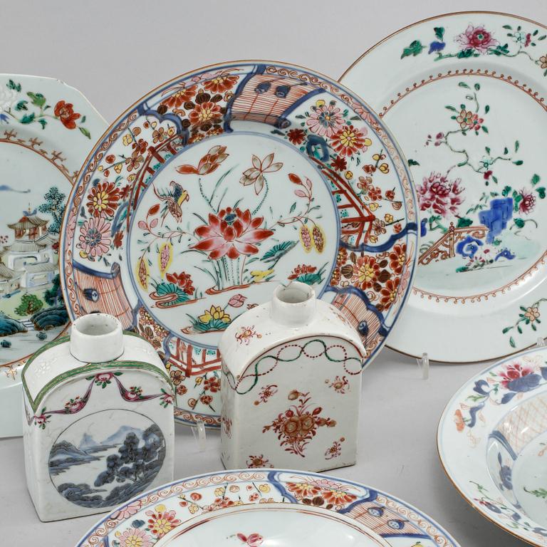 PARTI PORSLIN, 11 delar, Kina, 1700-tal.