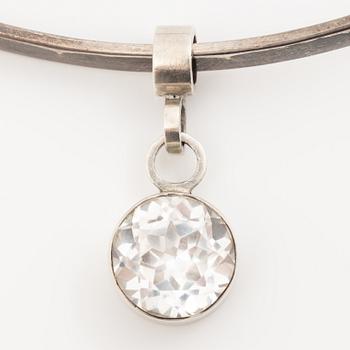 Cecilia Johansson, Necklace with pendant, silver and rock crystal.