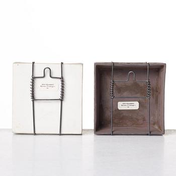 Rut Bryk, two stoneware plaques, Arabia, Finland late 1950's.