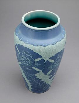 VAS, flintgods, sgrafitto, Josef Ekberg, Gustavsberg, 1919.
