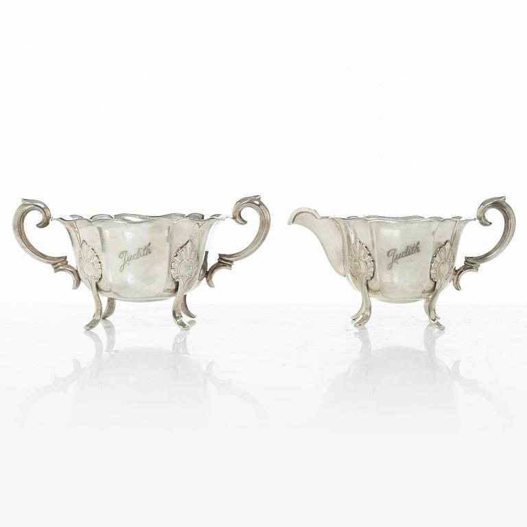 Th Marthinsen, sugar bowl and cream jug, silver, Tönsberg, Norway, first half of the 20th century.