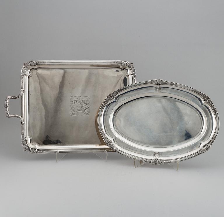 A French 20th century silver 950/1000 service, marked EC, Paris.