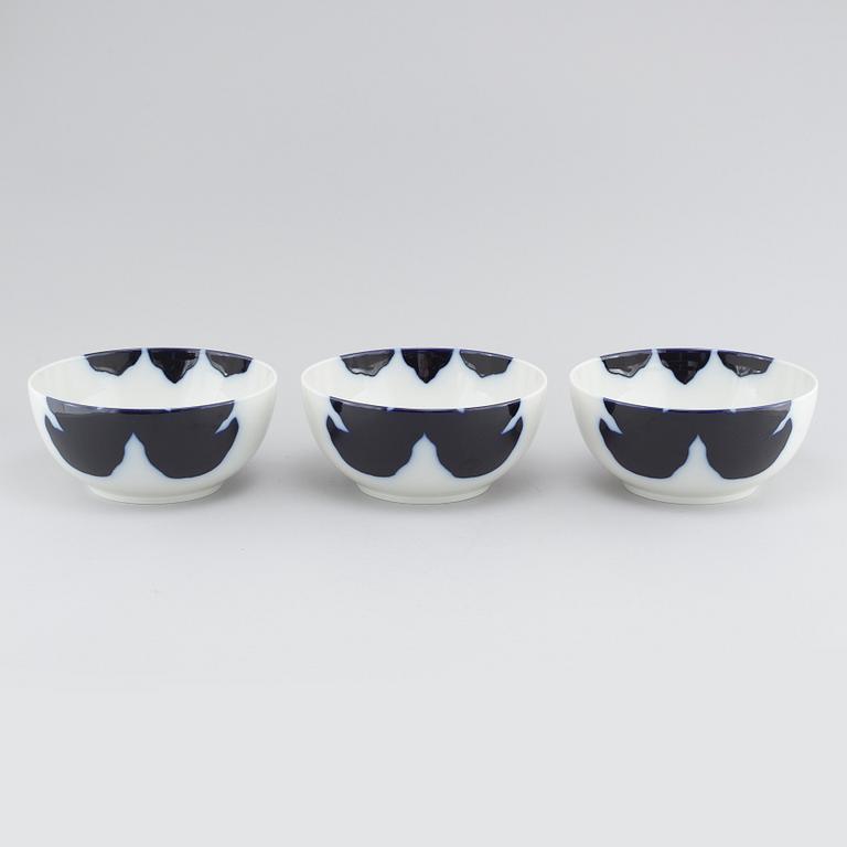 LIN UTZON, 3 skålar, porslin, Royal Copenhagen, 1980-tal.