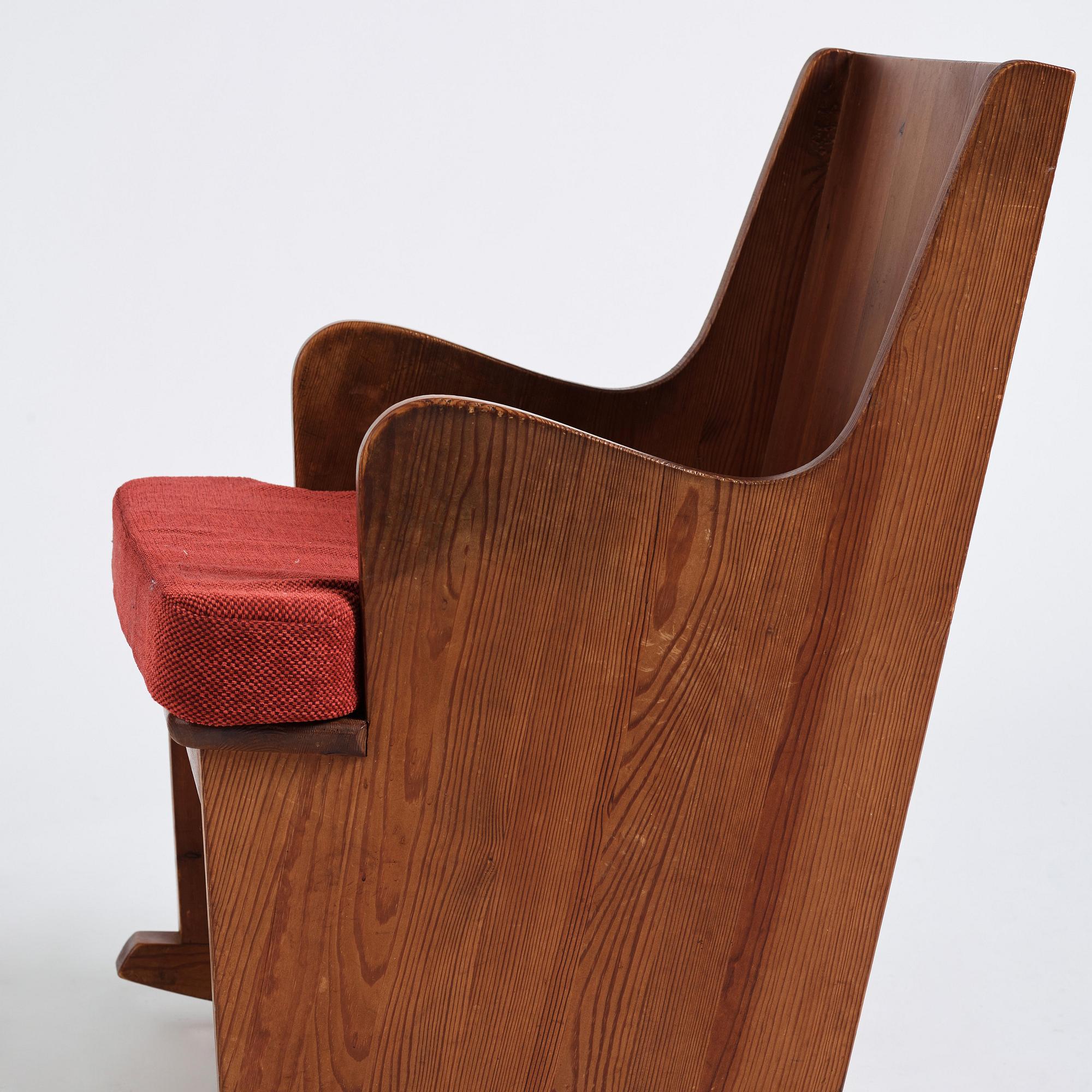 Axel Einar Hjorth, a stained pine 'Lovö' rocking chair, Nordiska Kompaniet 1930s.