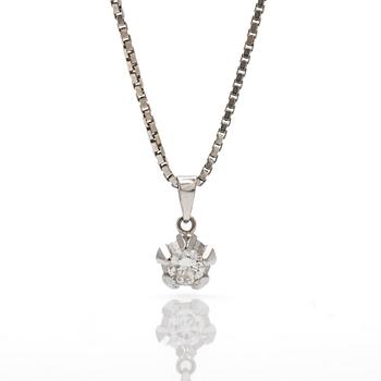 Necklace, 18k white gold with pendant set with diamond.