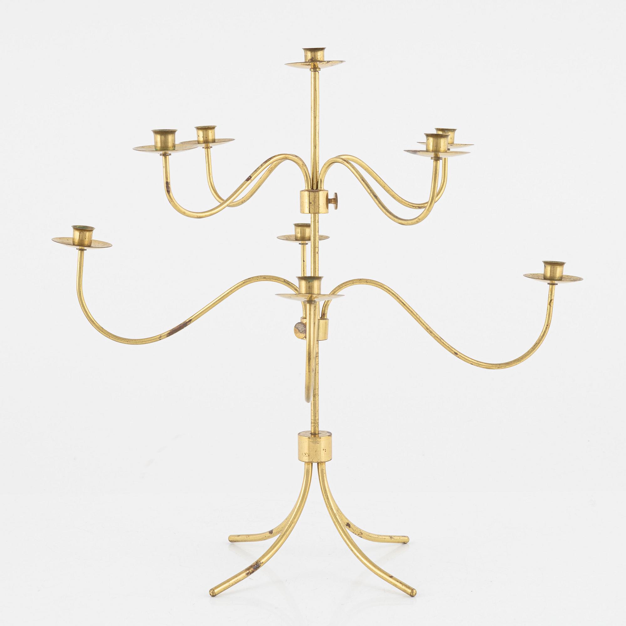 A Swedish brass candelabrum, second half of the 20th Century.