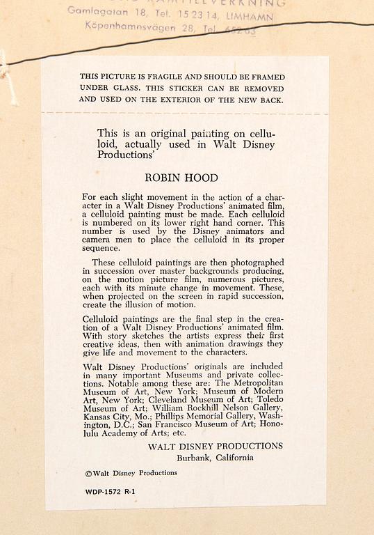 Filmcell från filmen "Robin Hood", Walt Disney.
