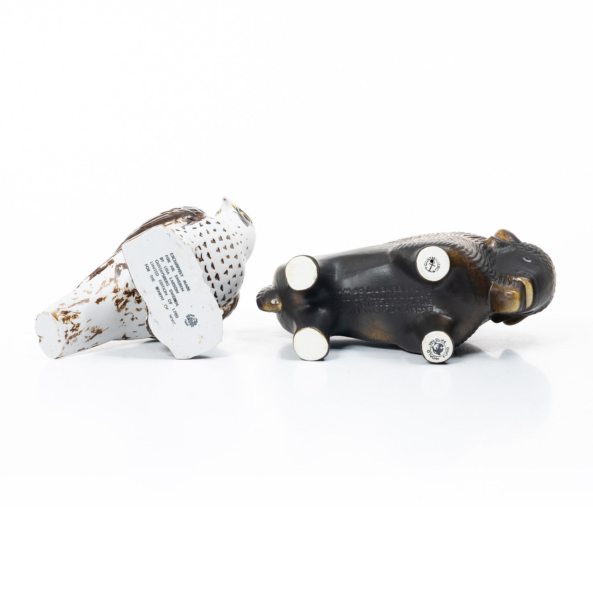 Lisa Larson, a 'Säl' and 'Utter' figurine, Gustavsberg for NK, Nordiska Kompaniet in collaboration with WWF.