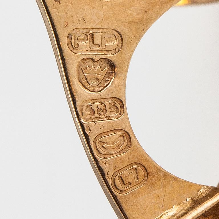 Manschettknappar, 14K guld och rökkvarts. Alppikulta, Helsingfors 1964.
