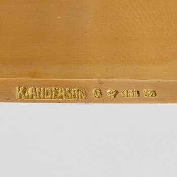 A Swedish 20th century 18ct gold cigarette case, mark of Karl Anderson, Stockholm 1920.