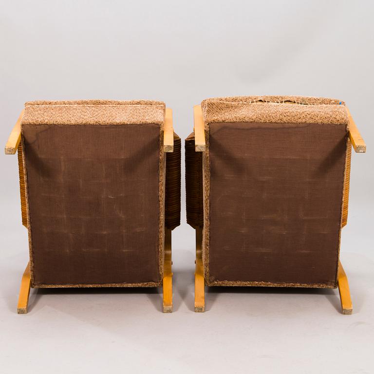 ALVAR AALTO, a pair 1950's armchairs, modell 48 O.Y. Huonekalu- ja Rakennustyötehdas A.B.