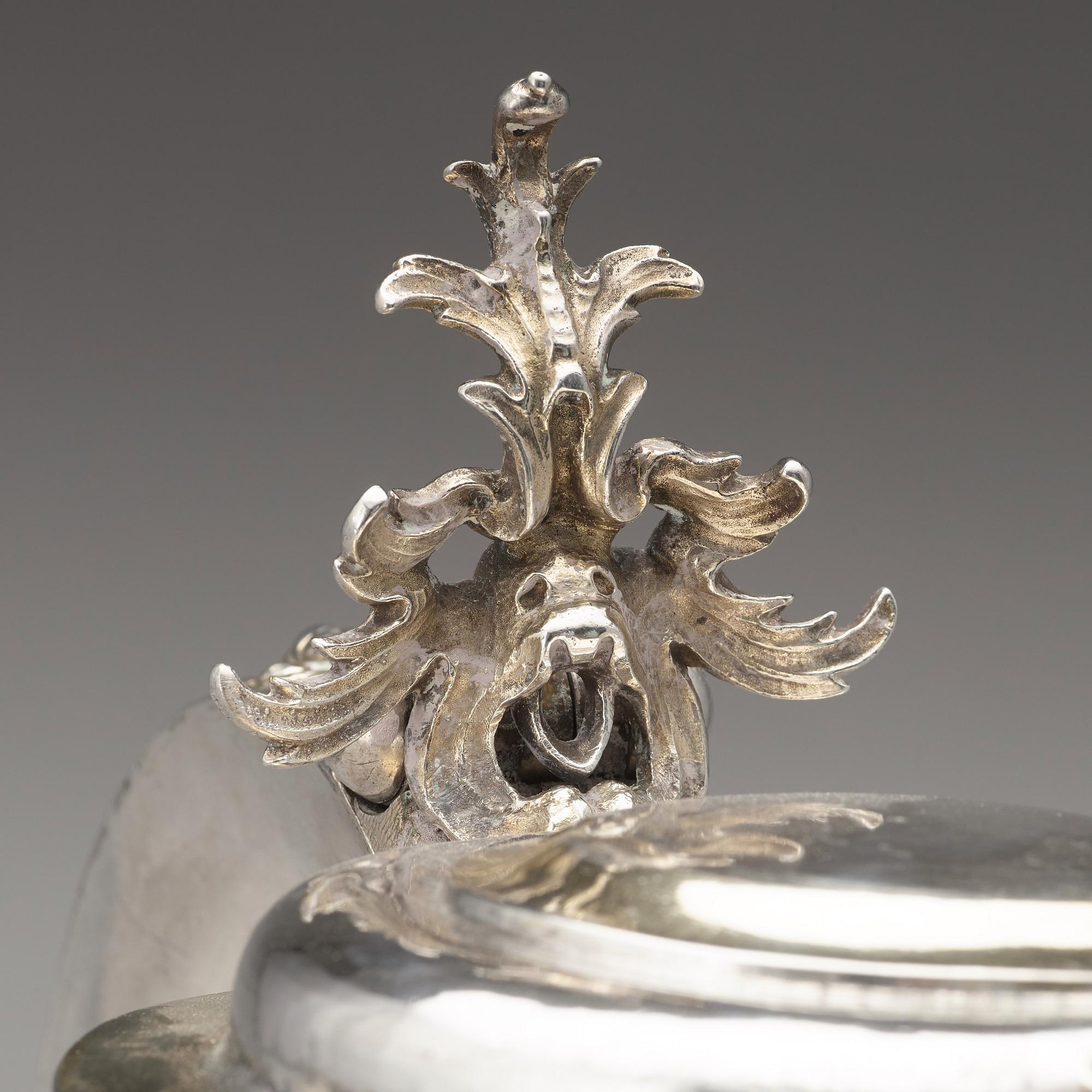 Didrik Hansson Hysing, vinkanna, silver, (verksam i Stockholm 1676-1701). Barock.