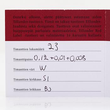 Tillander "Red Label" ring, 14K vitguld, med diamanter totalt ca 0.31 ct. Helsingfors 2017.