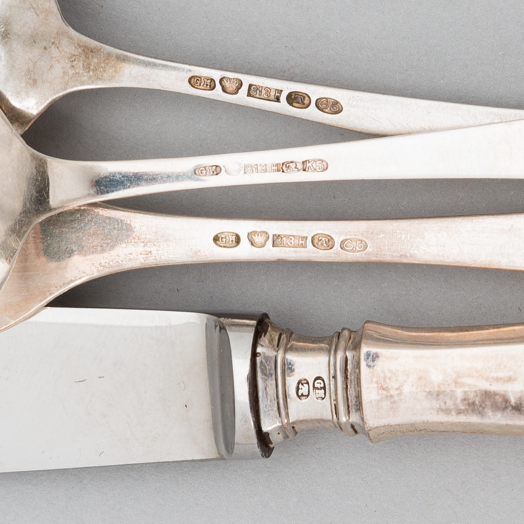 Gösta Helenius, Bestickuppsättning, 48 delar, silver, Åbo 1912 och 1915.