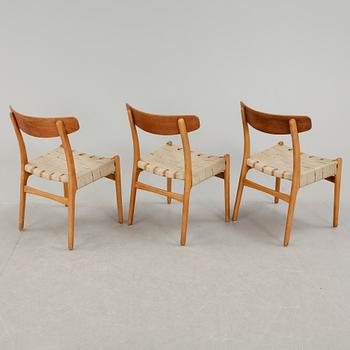 STOLAR, 3 st, Hans J Wegner, "Spisestolen", CH-23, Carl Hansen & Son, Danmark.