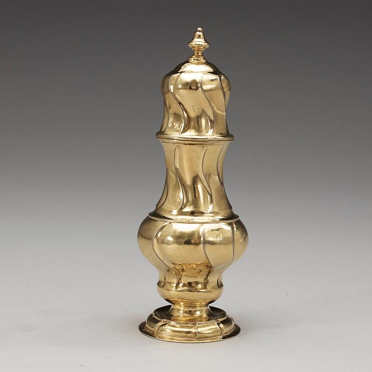 A Baltic mid 18th century silver-gilt mustard-pot, marks of Johann Christian Henck, Riga 1756-1760.
