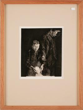 Käthe Kollwitz · KÄTHE KOLLWITZ, etsning. Otydlig signatur.