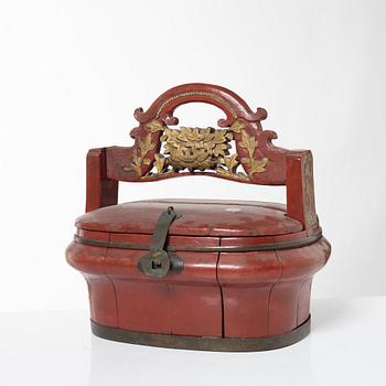 A group of three red wooden vessels, China/Southeast Asia, 20th century.