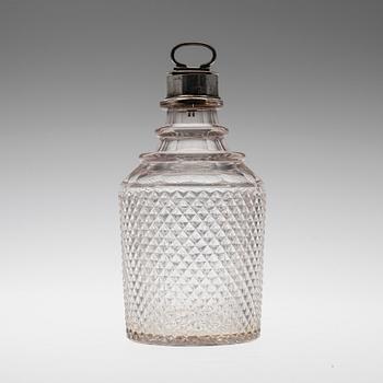 FLASKA, glas, silver, Olof Fredrik Wennerström, S:t Petersburg Ryssland 1800-talets mitt.