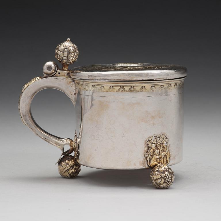 A Swedish 17th century parcel-gilt tankard, mark of Anders Andersson Amour, Stockholm (1684-1692) before 1689.