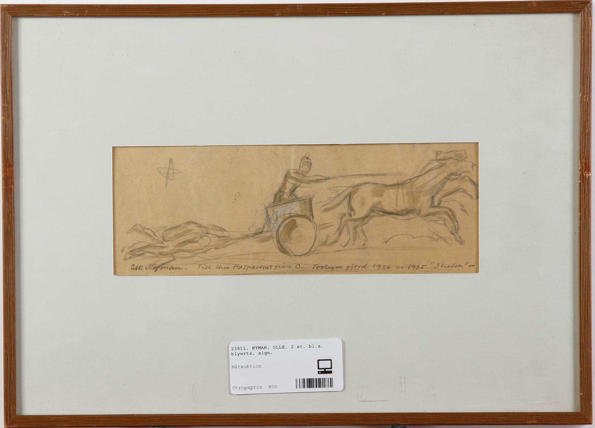 NYMAN, OLLE, 2 st, bl.a. blyerts, sign.