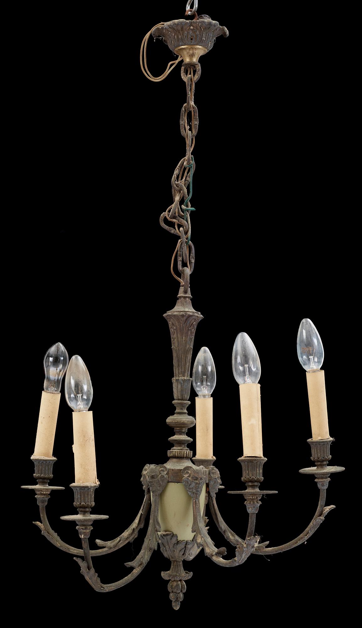 LJUSKRONA, brons samt metall, sent 1800-tal. Höjd: 48 cm.