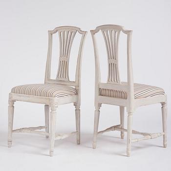 A set of twelve Gustavian chairs by J. Hammarström (master 1794-1812) and E. Ståhl (1794-1820).