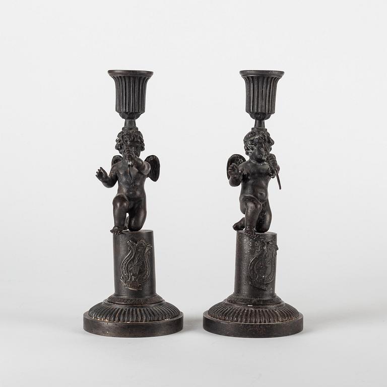 A pair of German (Berliner Eisen) Empire iron candle sticks.