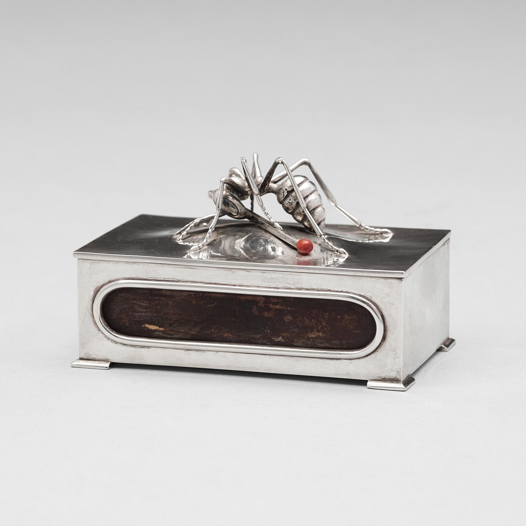 Kay Bojesen, A Kay Boyesen 830/1000 silver matchbox case, Copenhagen, Swedish import marks 1918.