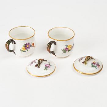 Royal Copenhagen, 14 porcelain custard cups with lids and tray, Denmark.