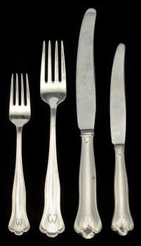 BESTICKSERVISDELAR, 38 st, silver, C G Hallberg, Stockholm, omkring 1900-talets mitt. Vikt 1 895 g.