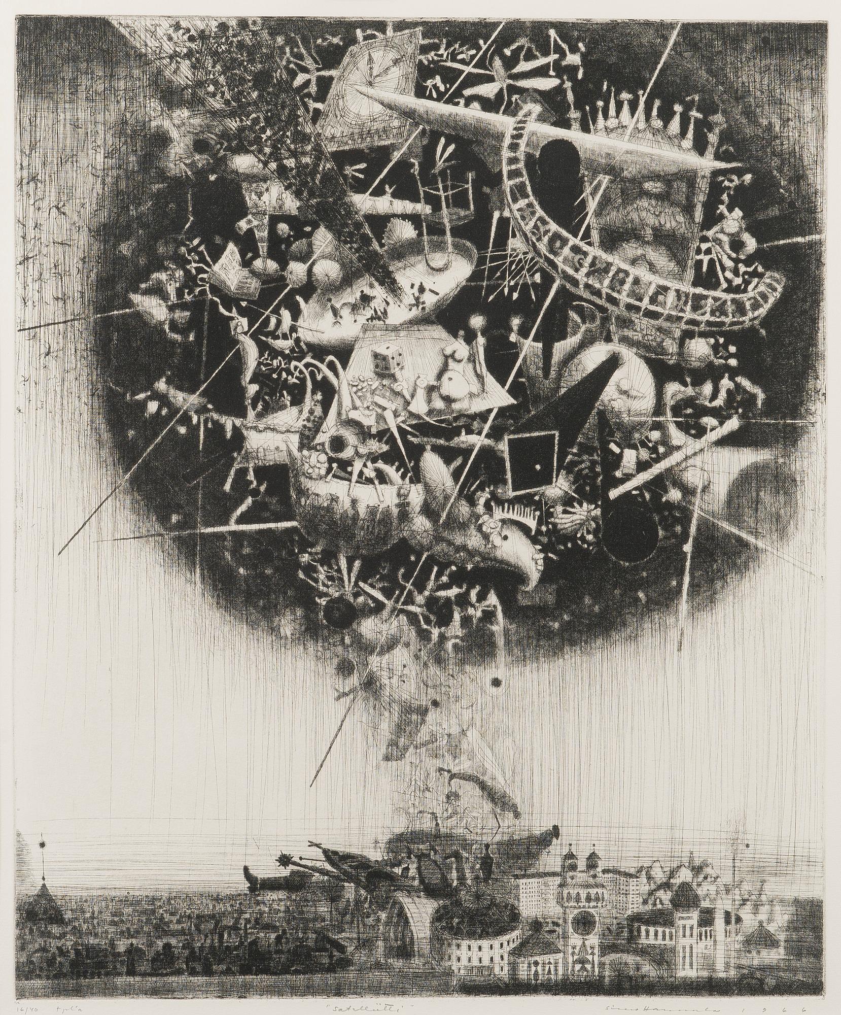 SIMO HANNULA, etsning, signerad, numrerad 16/40 Tpl'a samt daterad 1966.