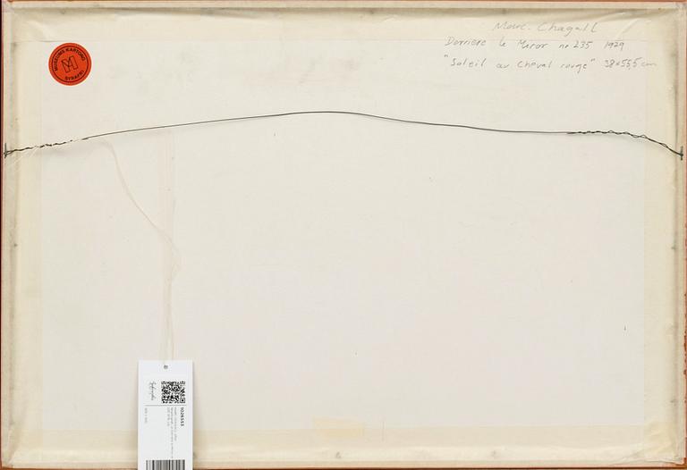 MARC CHAGALL, färglitografi, ur Derrière le Miroir nr 235 1979.