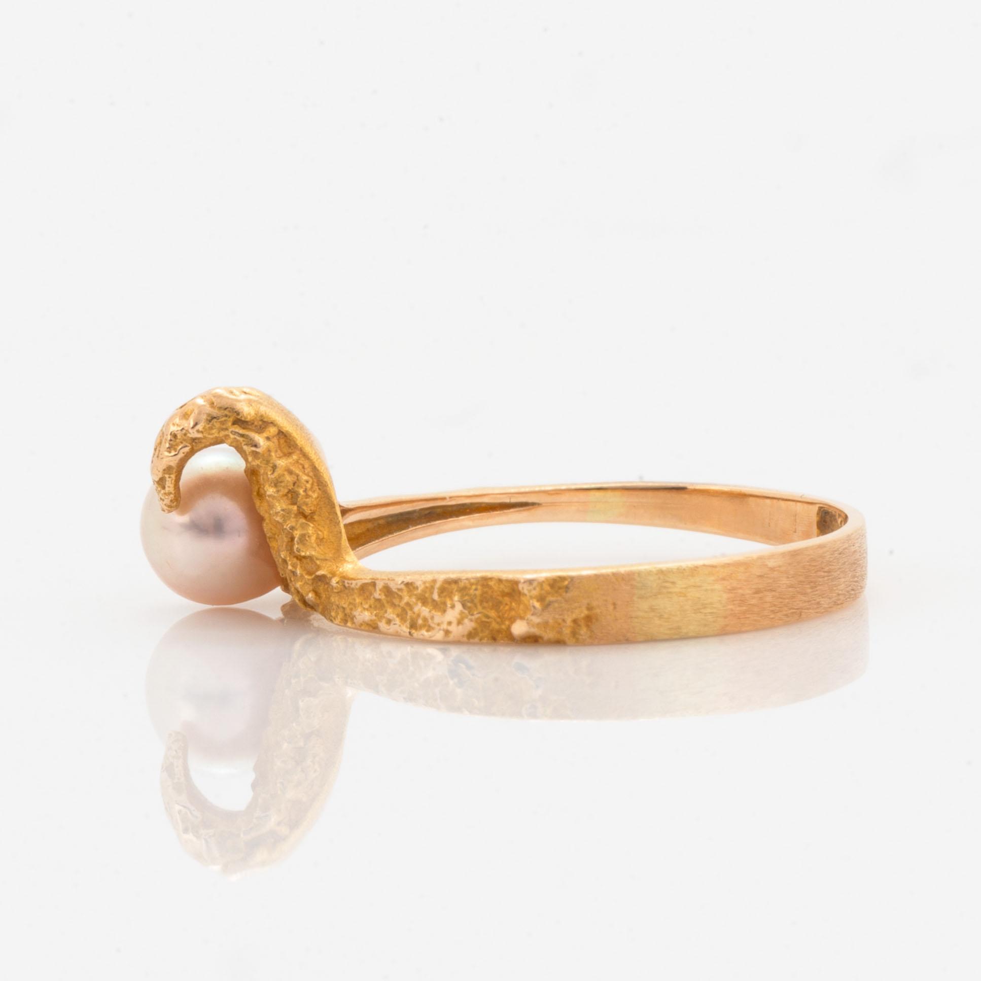 Björn Weckström, a cultured pearl ring, Lapponia, 1991.