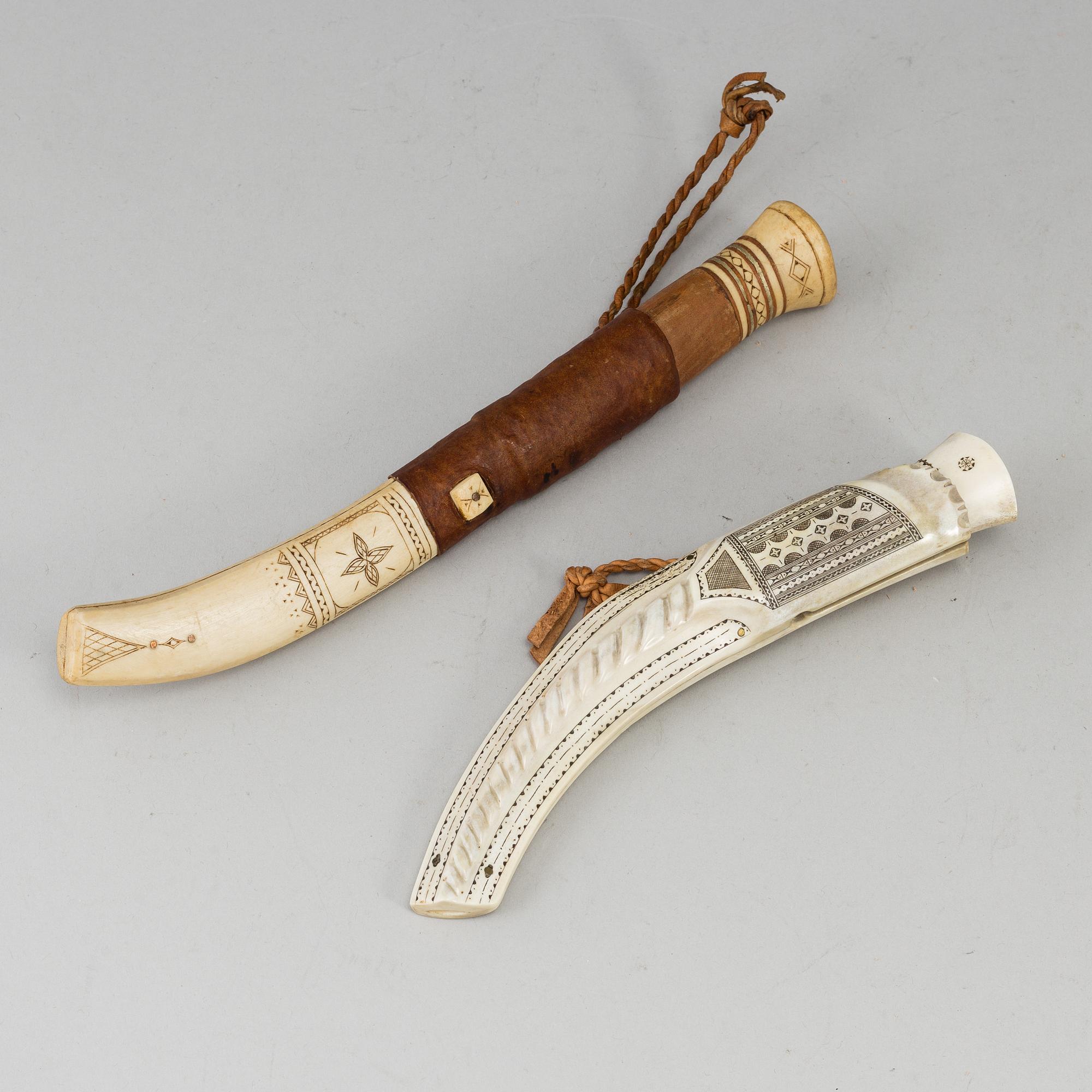 2 Sami knives, one by Mikael Alvarsson.