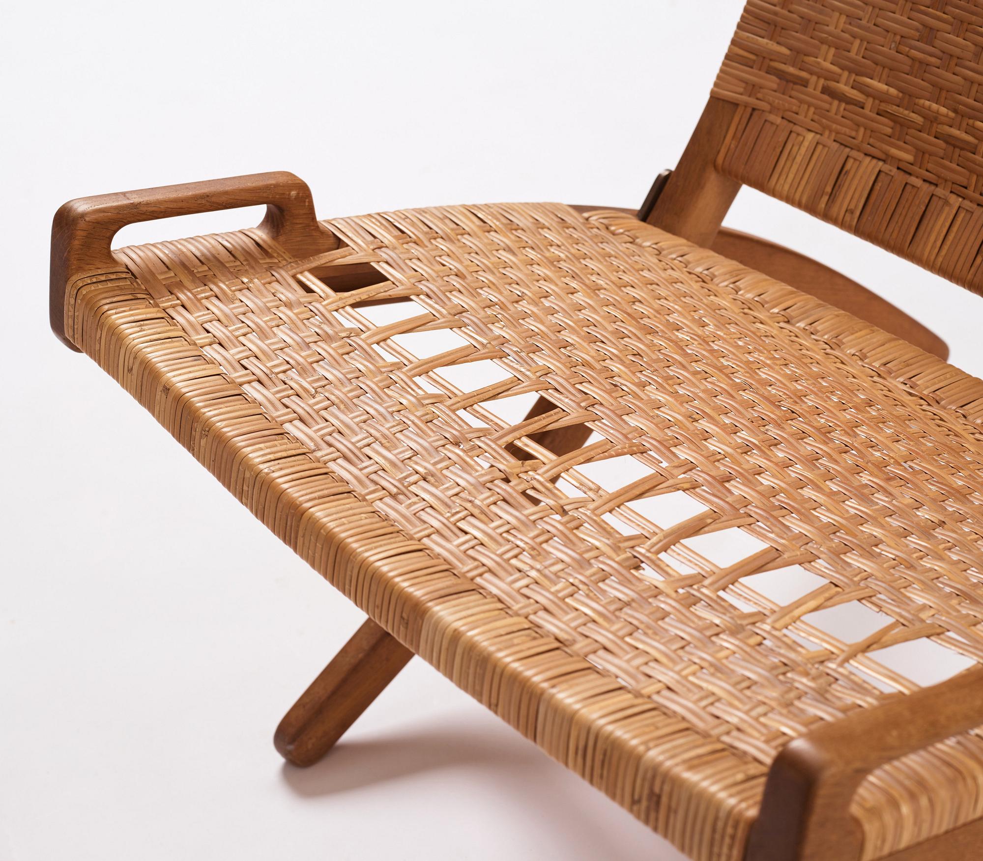 Hans J. Wegner, a pair of oak and rattan folding chairs 'JH-512', Johannes Hansen, Denmark 1950-60s.