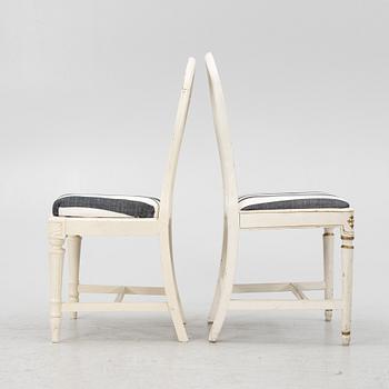 Three matched Gustavian chairs, second half of the 18th century.