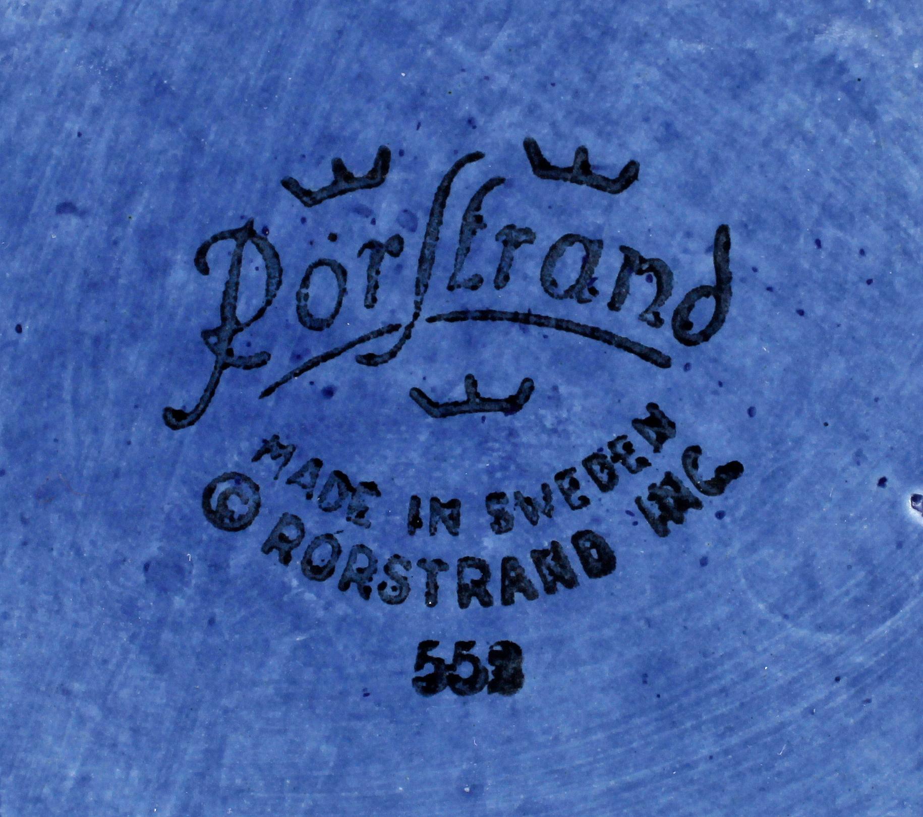 KAFFEKANNA SAMT SOCKERSKÅL, porslin, "Blå eld", Hertha Bengtsson, Rörstrand.