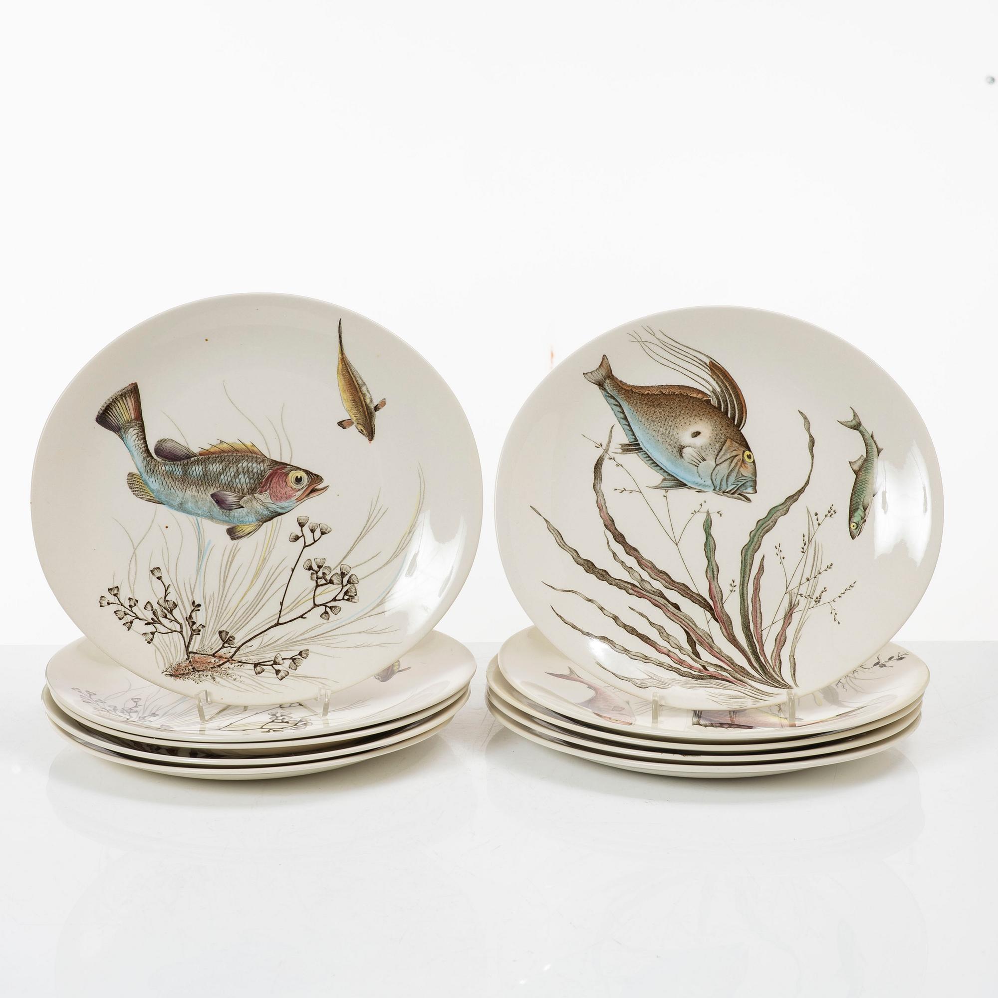 Fish service, 14 pieces, earthenware, "Fish", Johnson Bros, England.