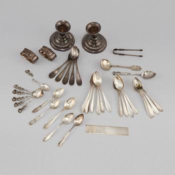 PARTI SILVER, 37 delar, 1900-tal. Vikt 485 g (exklusive ljusstakar).