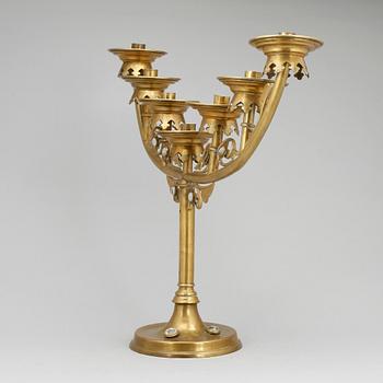 MENORA/KANDELABER, mässing, 1900-talets första hälft.