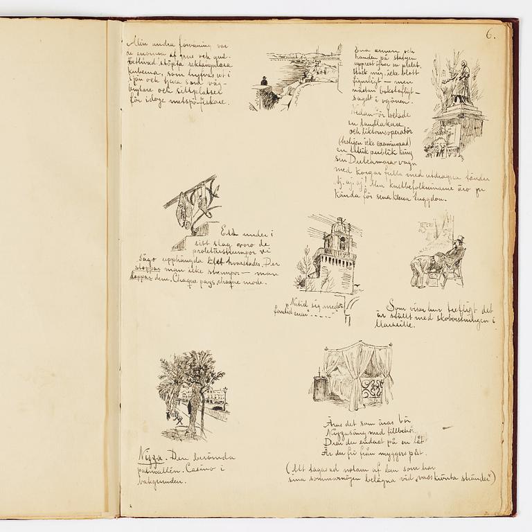 Carl Larsson, CARL LARSSON, illustrated travel story, "Från Stockholm till Messina" (From Stockholm to Messina), 1886.