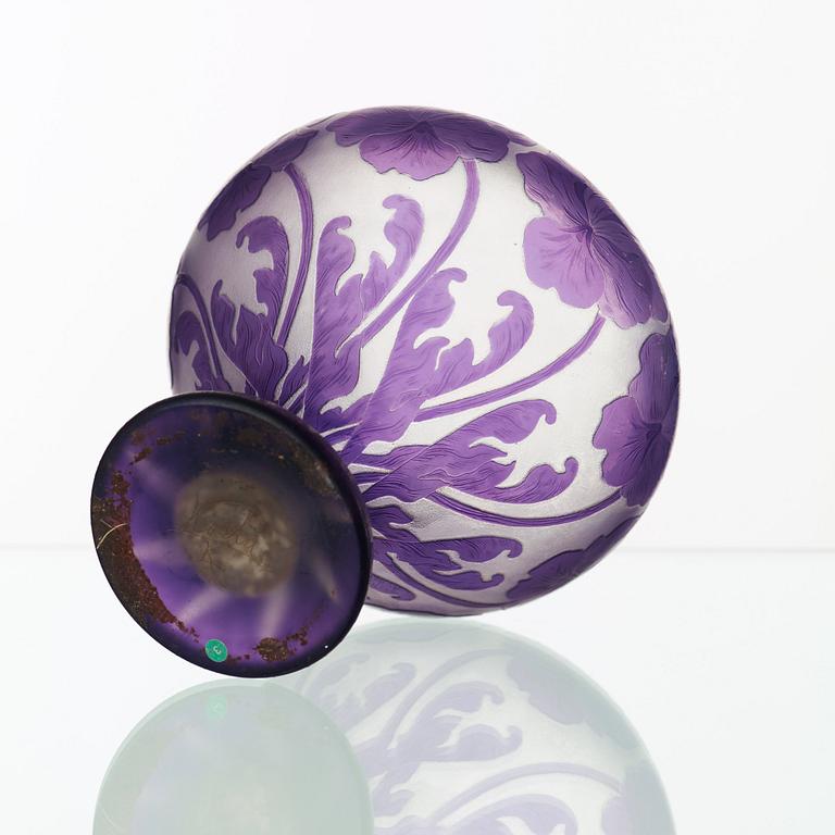 Karl Lindeberg, an Art Nouveau cameo glass vase, Kosta.