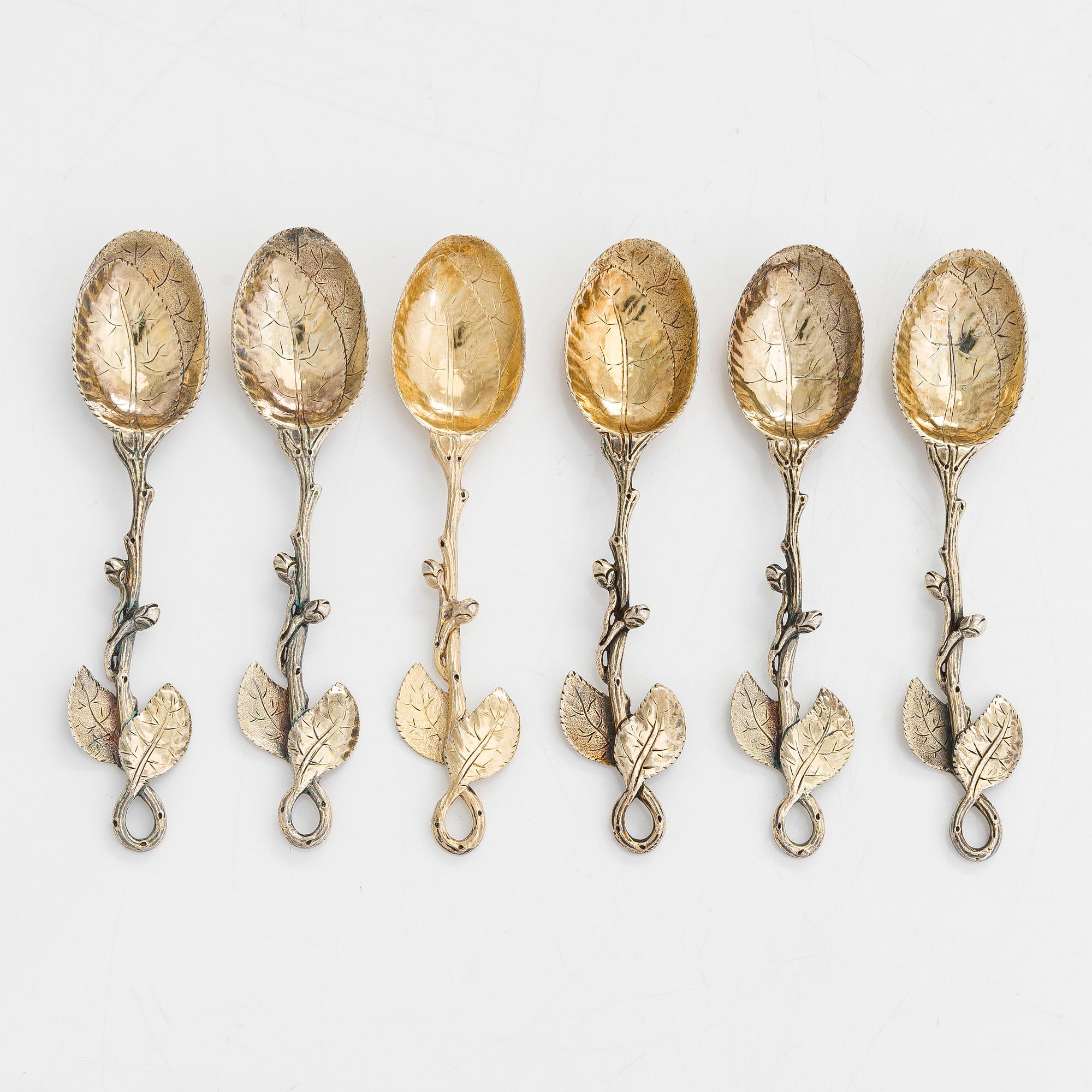 Samuel Smily, teservis, 9 delar, sterling silver, delvis förgyllt, Goldsmiths Alliance Ltd, London 1873-74.