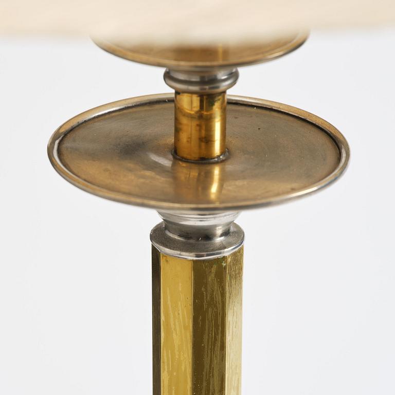 Nils Fougstedt, & Anna Petrus, a pewter and brass floor lamp model A 763, Firma Svenskt Tenn, Stockholm, 1930.